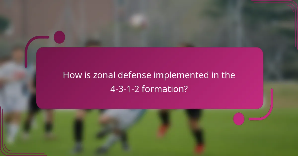 How is zonal defense implemented in the 4-3-1-2 formation?
