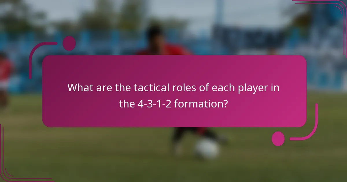 What are the tactical roles of each player in the 4-3-1-2 formation?