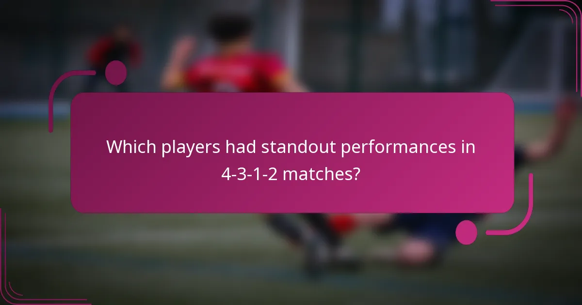 Which players had standout performances in 4-3-1-2 matches?