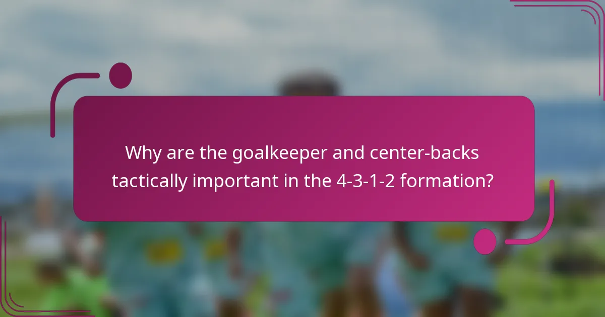 Why are the goalkeeper and center-backs tactically important in the 4-3-1-2 formation?